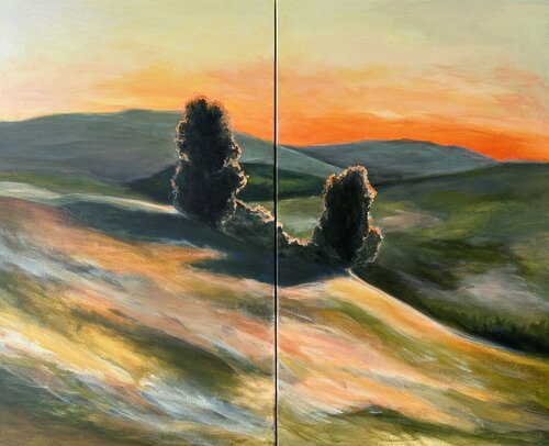 Morning coolness diptych by Iryna Bondar, Painting for Sale on Select