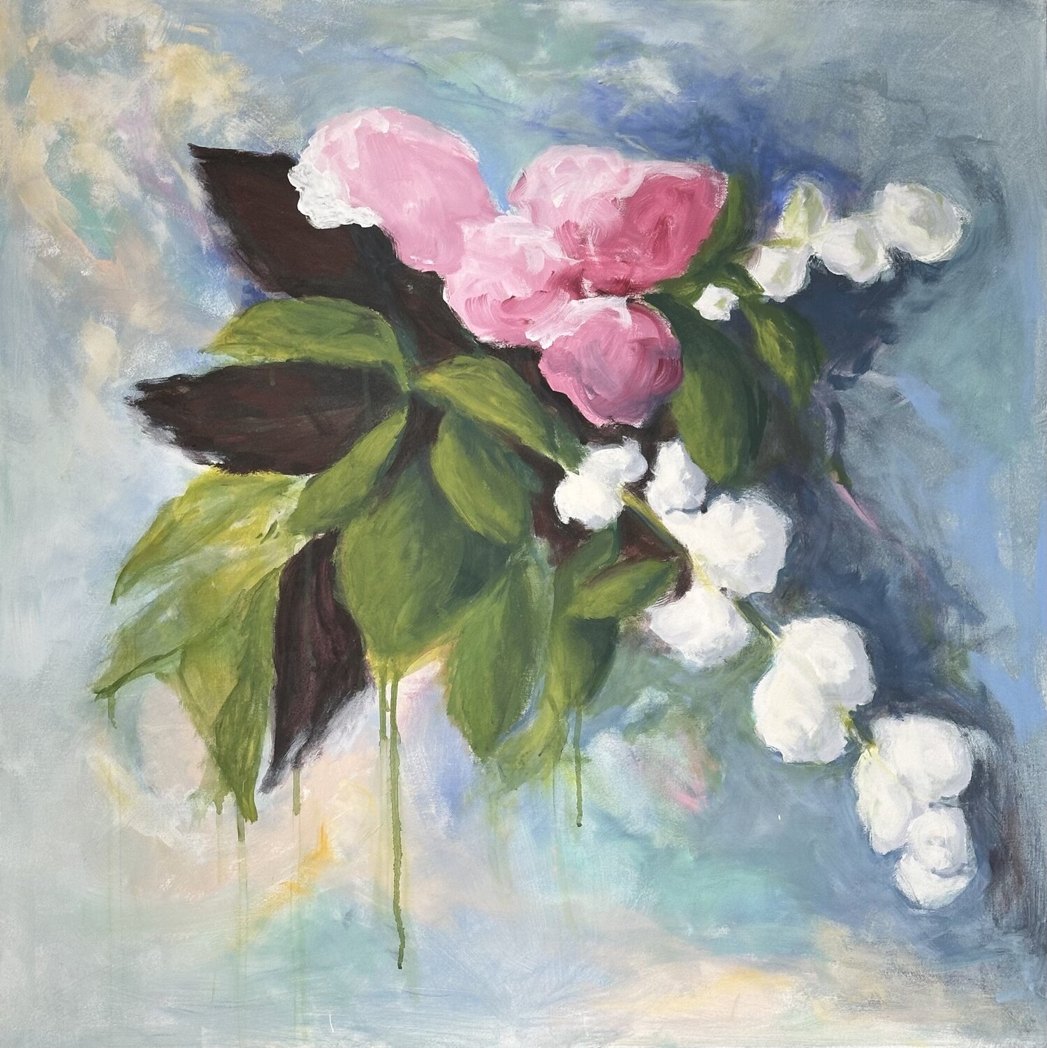 Abstract floral painting Summer Rush Iryna Bondar Original painting for sale