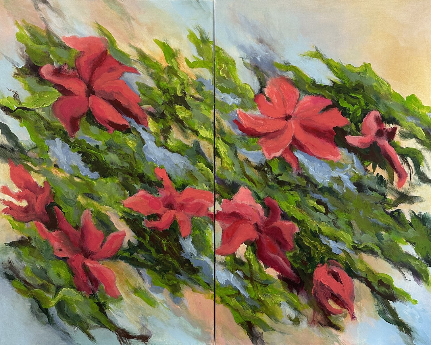 Diptych Petunia Iryna Bondar Original painting for sale