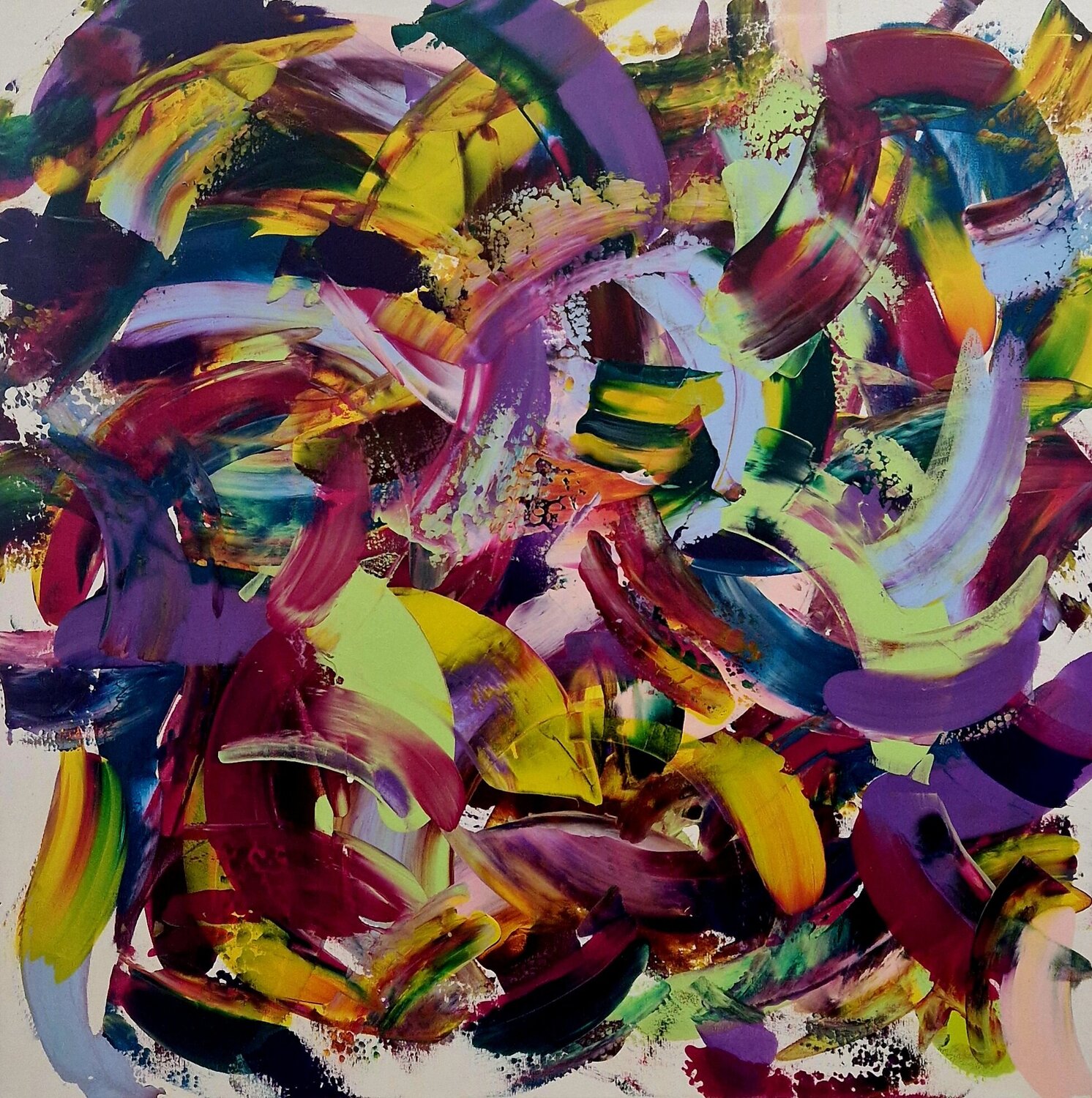 Colorful white Jennifer Diekmann Original painting for sale