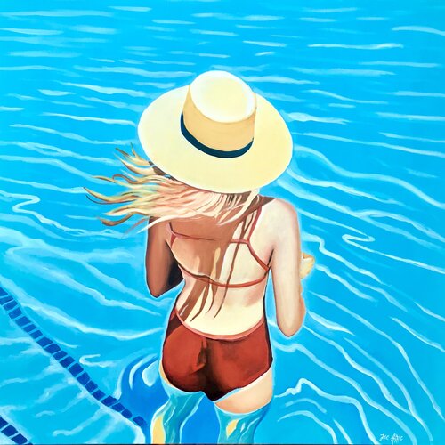 Kate Carmen à la piscine... by Joe AME, Painting for Sale on Select