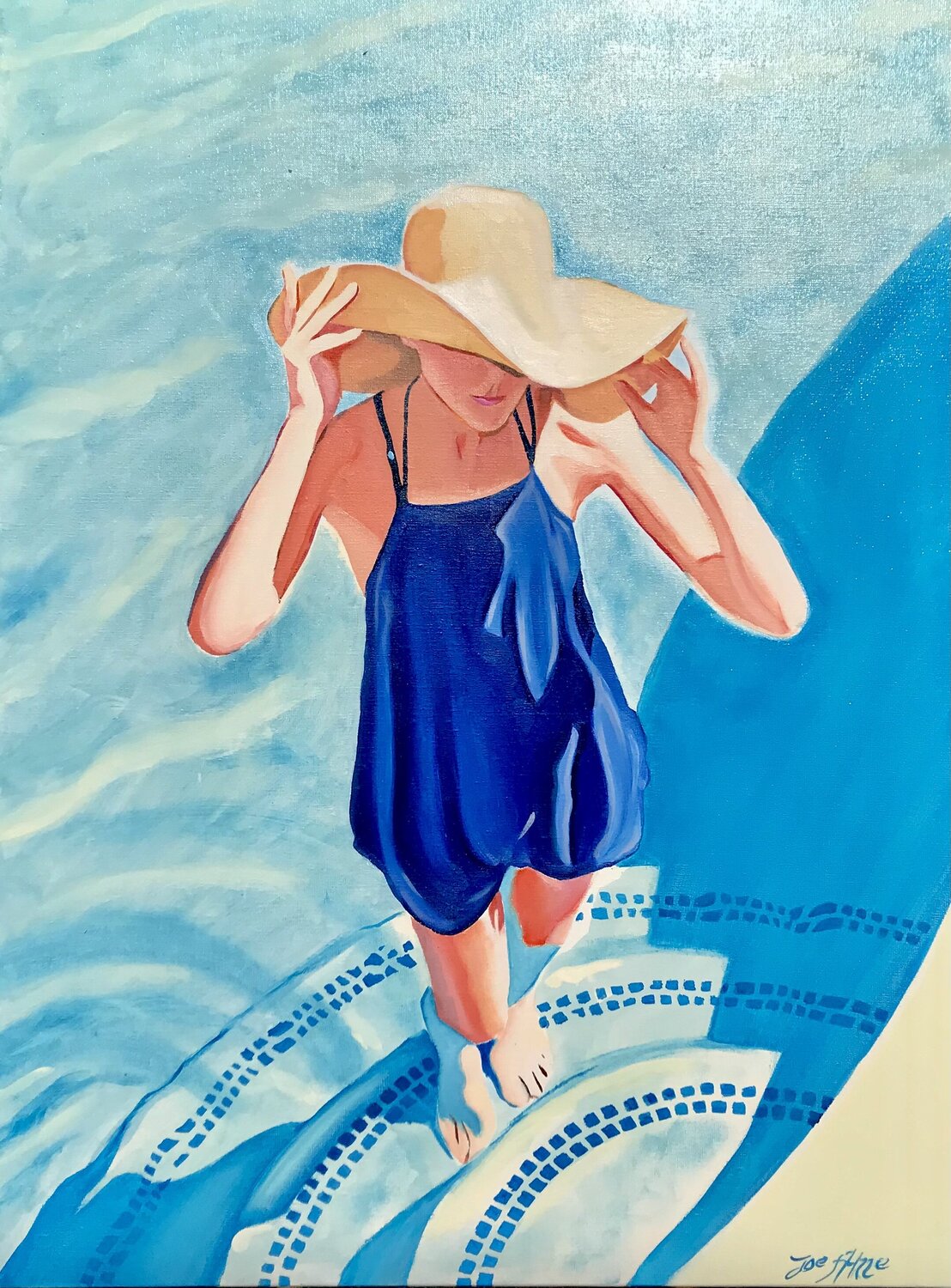 La montée des marches... Joe AME Original painting for sale