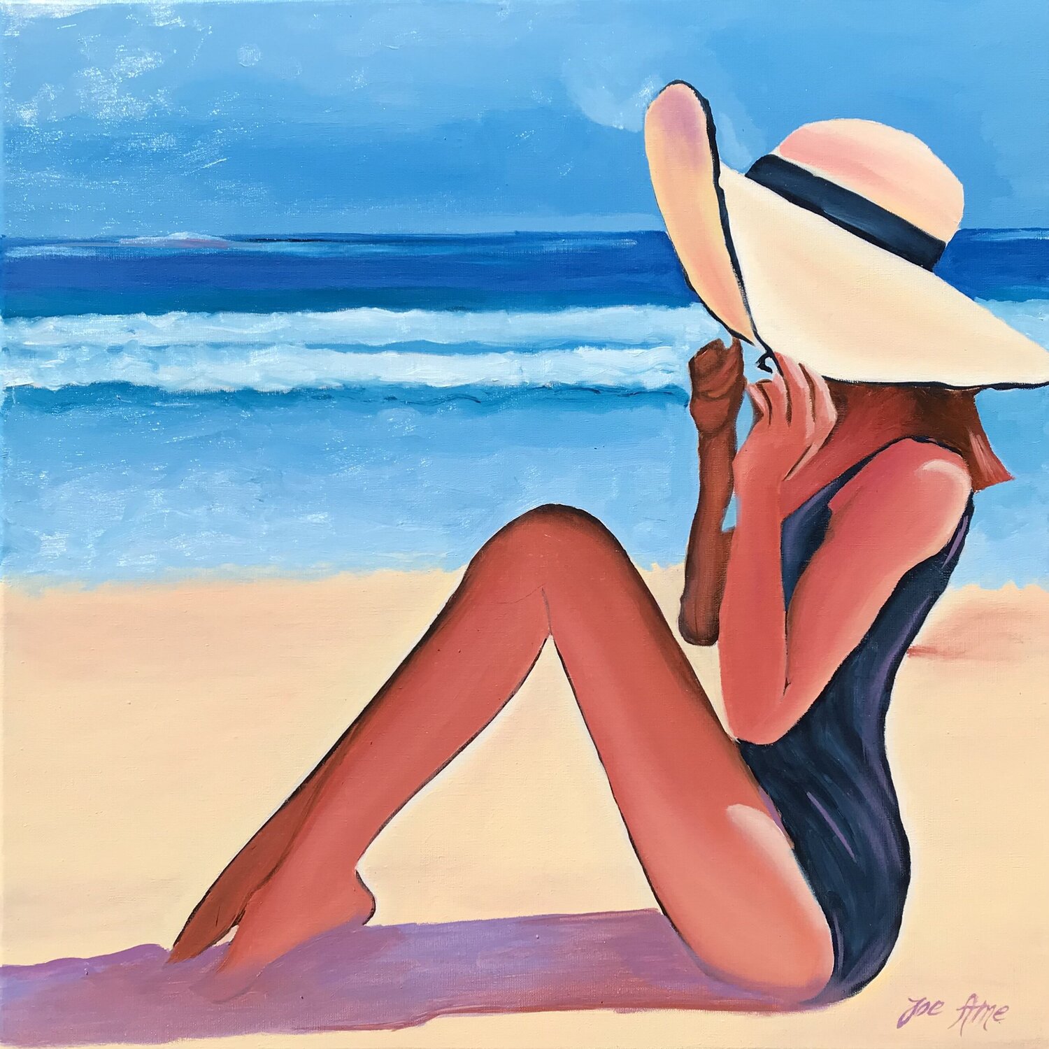 Sur la plage abandonnée... Joe AME Original painting for sale