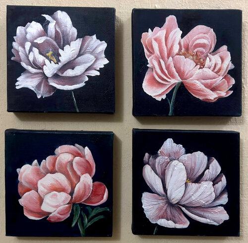 Multi paneled 4 canvas 20x20cm ciascuna by Karina Kopteva, Painting for Sale on Select