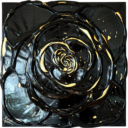 Little Black Rose with a Touch of Gold I. by Sarah I. Avni, Painting for Sale on Select