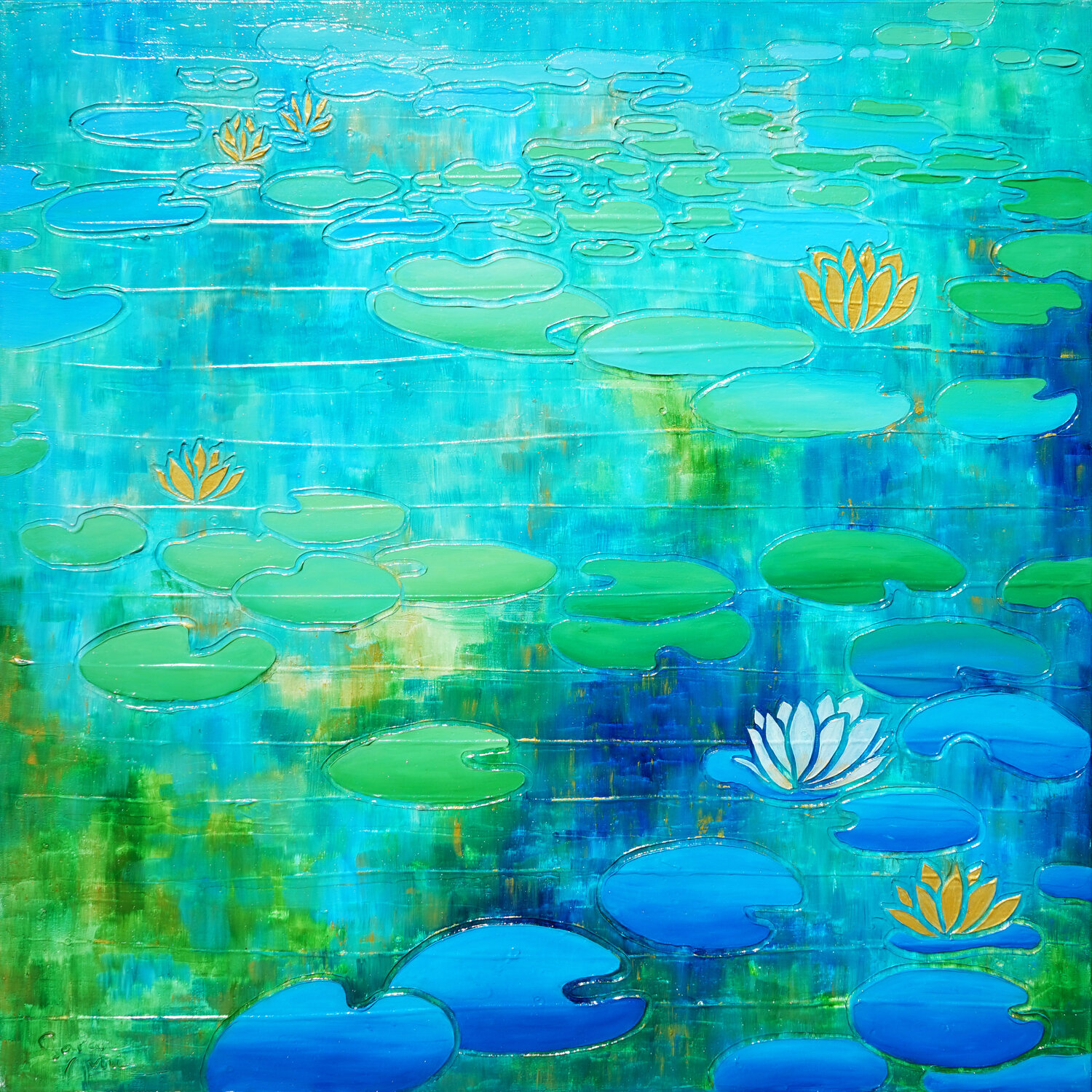 Water Lily VII. Sarah I. Avni Original painting for sale