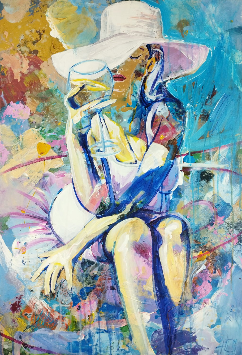 Pool Day Rebellion Daniel Heinz Original painting for sale