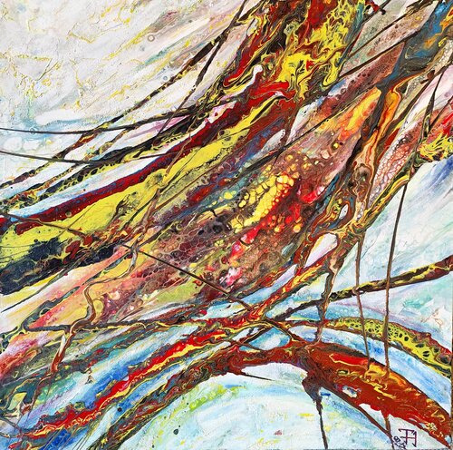Mouvement coloré sur fond blanc by Tatyana Tretyakova, Painting for Sale on Select