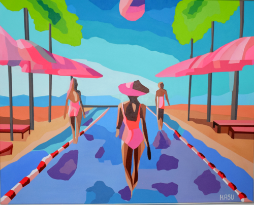 Graceful steps in the pool by Helena Kaschurow, Painting for Sale on Select