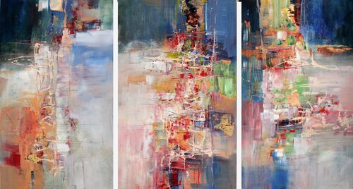 L.v. Beethoven, Triple Concerto, Allegro, Largo, Rondo, Triptych by Ernestine Tahedl, Painting for Sale on Select