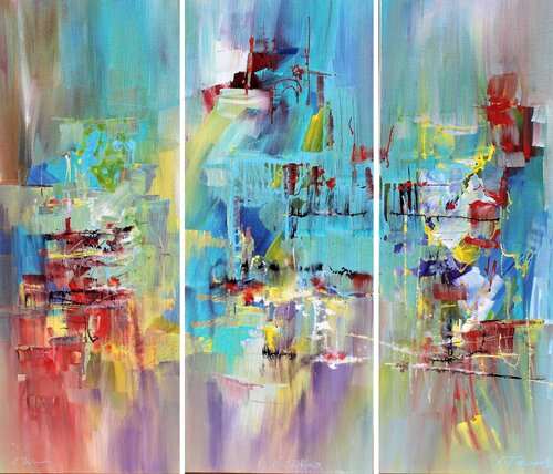 F. Schubert, String Trio in B flat major D 471, Tryptych by Ernestine Tahedl, Painting for Sale on Select