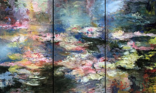 Anamnesis of a Pond, Triptych by Ernestine Tahedl, Painting for Sale on Select