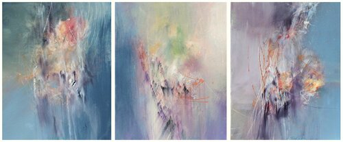 Gabriel Fauré , Après un Rêve, Triptych by Ernestine Tahedl, Painting for Sale on Select