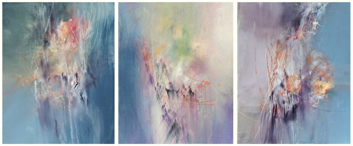 Gabriel Fauré , Après un Rêve, Triptych Ernestine Tahedl Original painting for sale