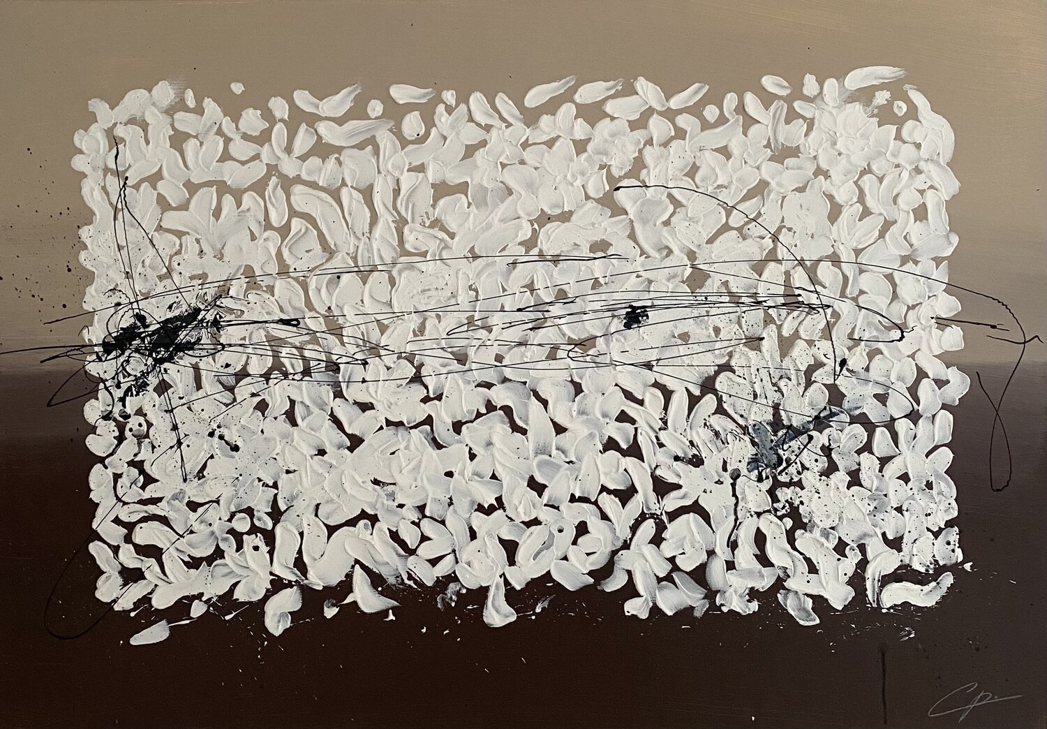 WHITE LEAVES Christin Post Original painting for sale