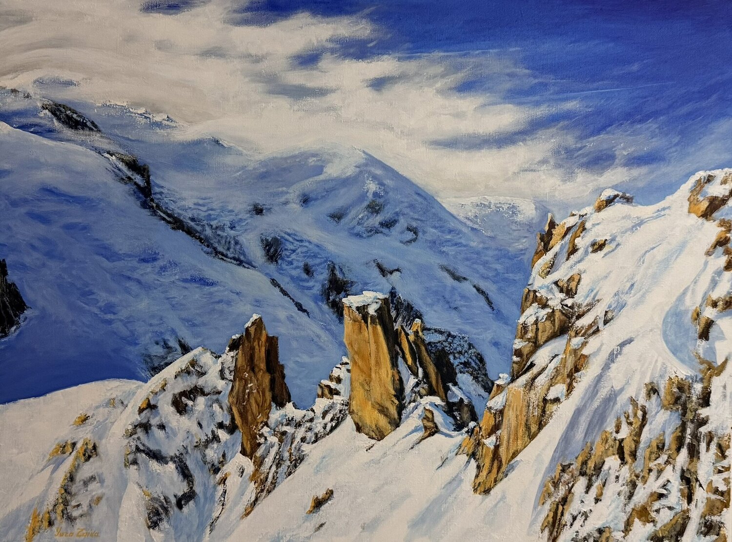 Cosmiques Ridge(Mont Blanc) Iurii Zaika Original painting for sale