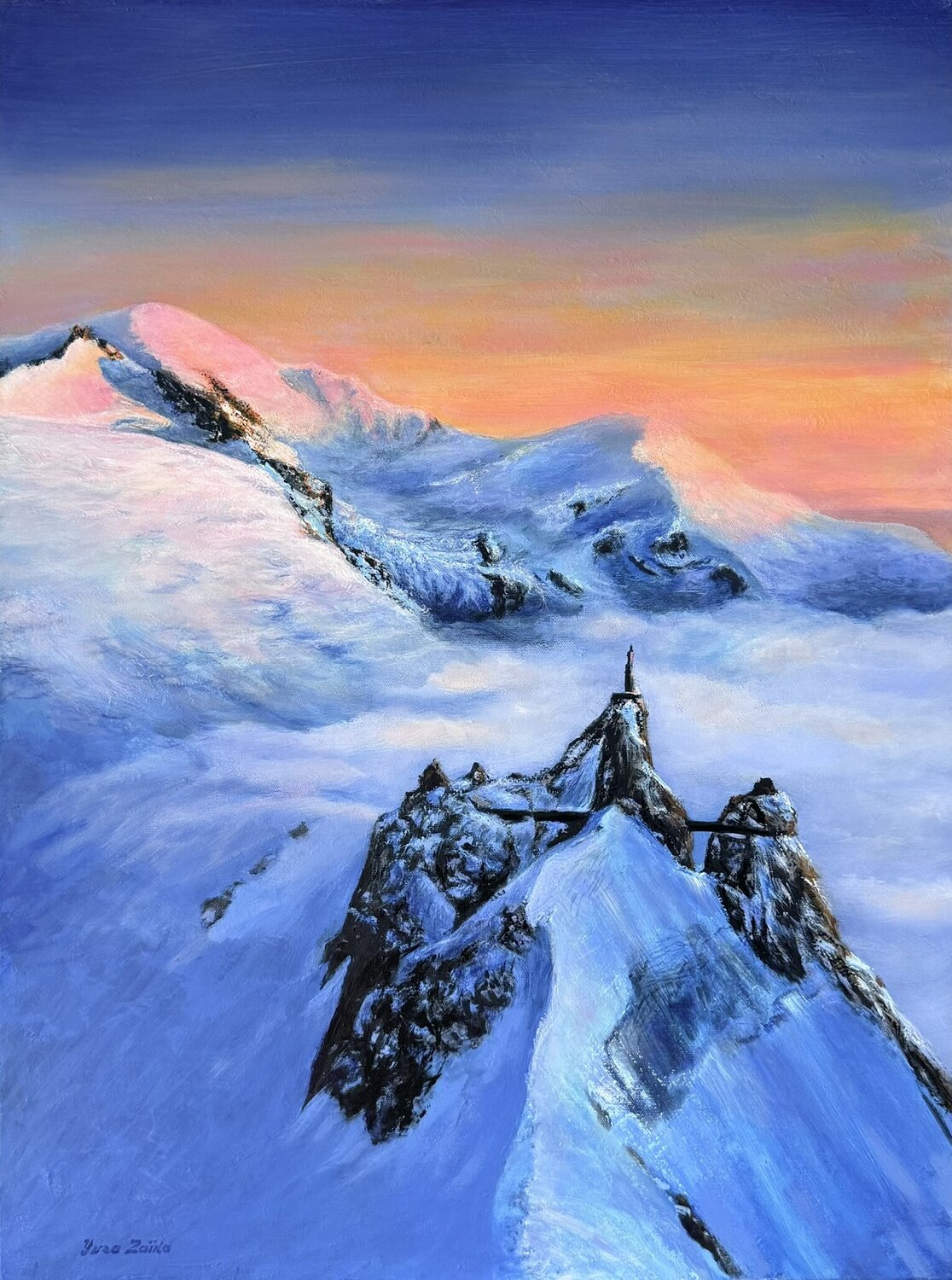 Aiguille du Midi and Mont Blanc Iurii Zaika Original painting for sale