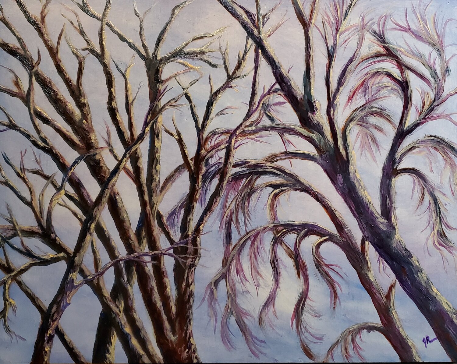 The Dance of the Willow and Hawthorne Joann Renner Original painting for sale