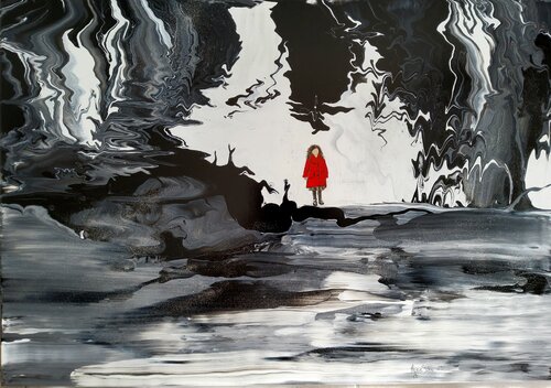 "The red Coat POZIOMKA" by Agnieszka Schmid, Painting for Sale on Select