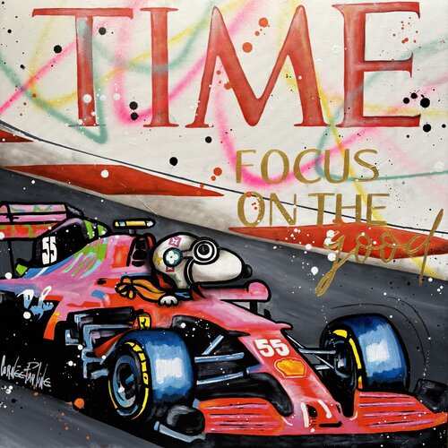 Snoopy in F1 by Pauline Cornee, Painting for Sale on Select