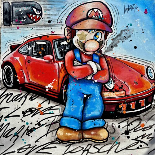 Mario Like Pop art 911 Porsche by Pauline Cornee, Painting for Sale on Select