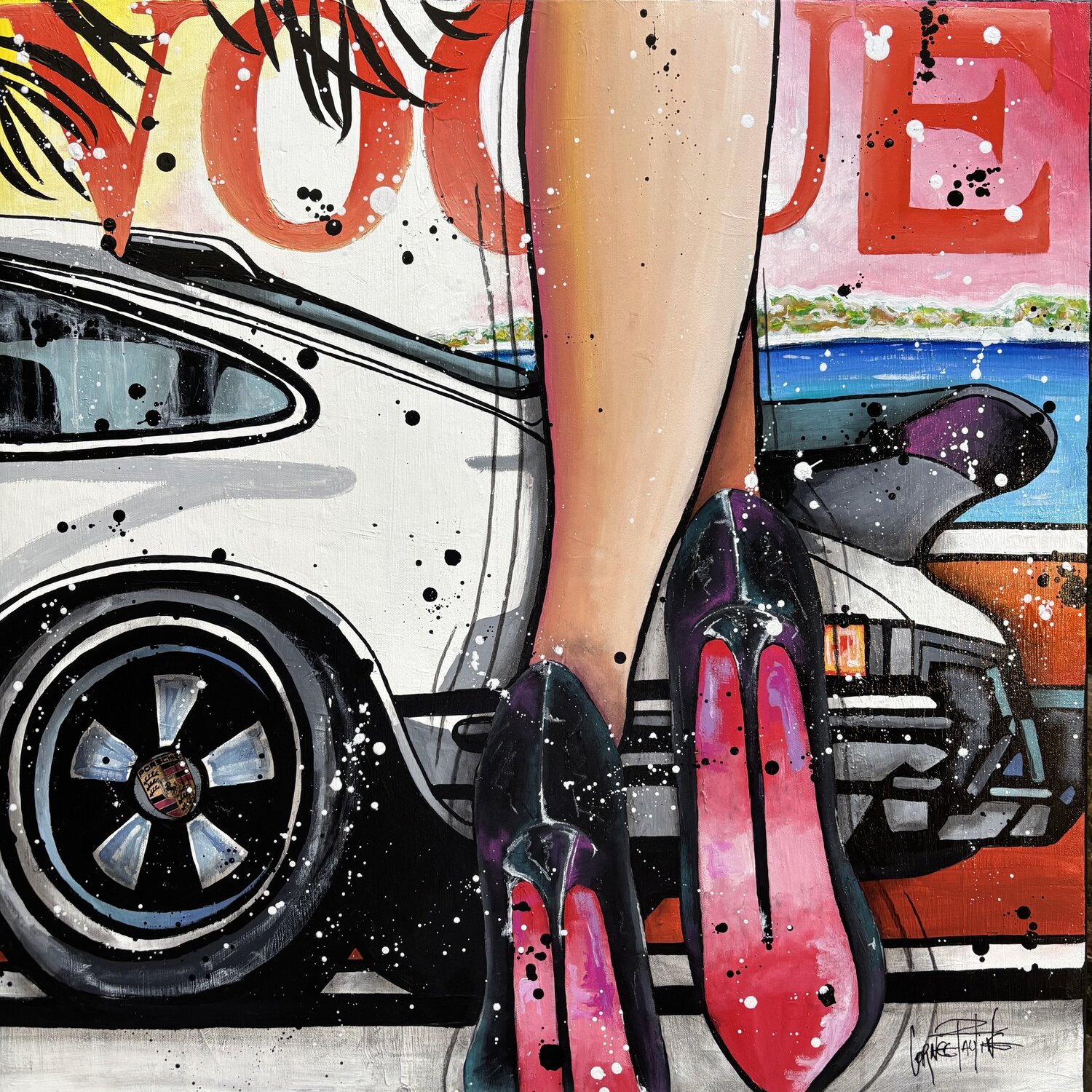 I want a red , and Porsche. Pauline Cornee Original painting for sale