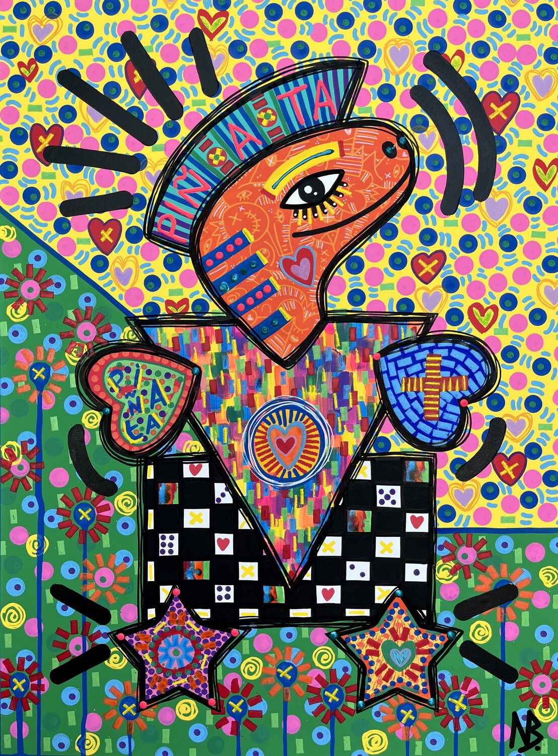 La Piñata Nina Bruneau Original painting for sale