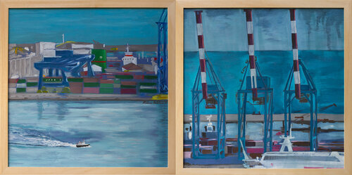 Duplex - Genova Containers and Pilot Boat by Antonio Ortolani, Painting for Sale on Select