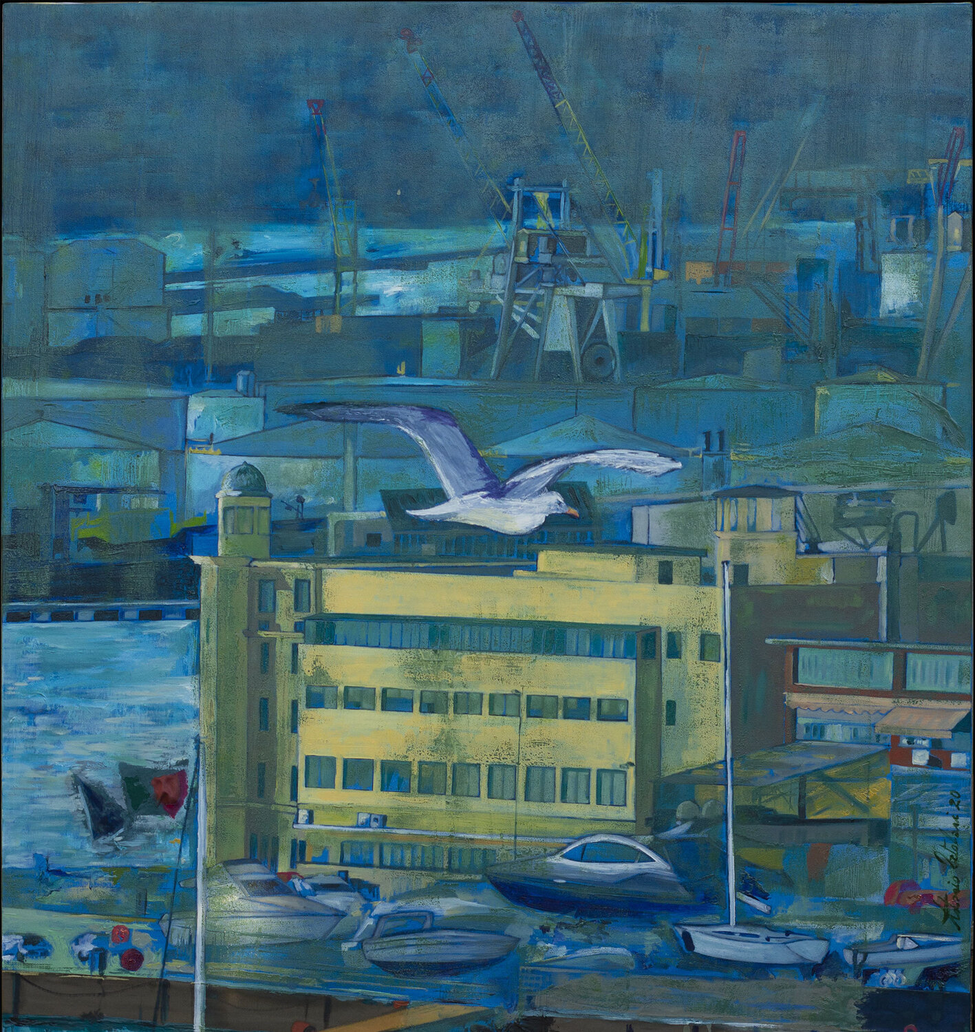 Genova Molo Giano Antonio Ortolani Original painting for sale