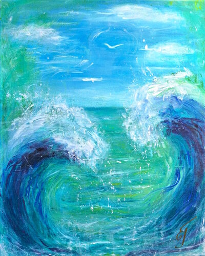 Two Waves by Elena Gerasimova, Painting for Sale on Select