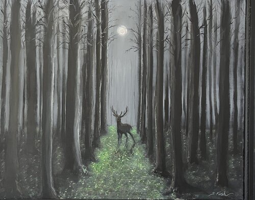 The Woods At Night - Part II - Large by Samir Farah, Painting for Sale on Select