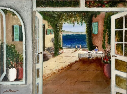 Homes by the Lake by Samir Farah, Painting for Sale on Select