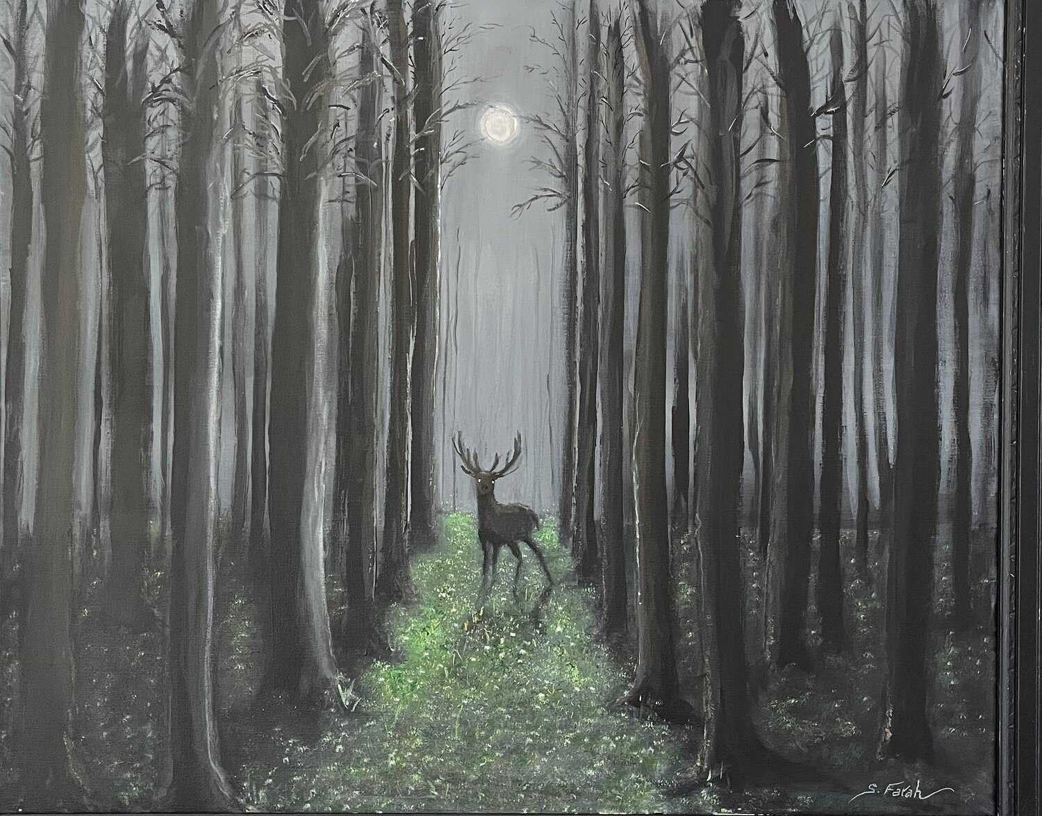 The Woods At Night - Part II - Large Samir Farah Original painting for sale