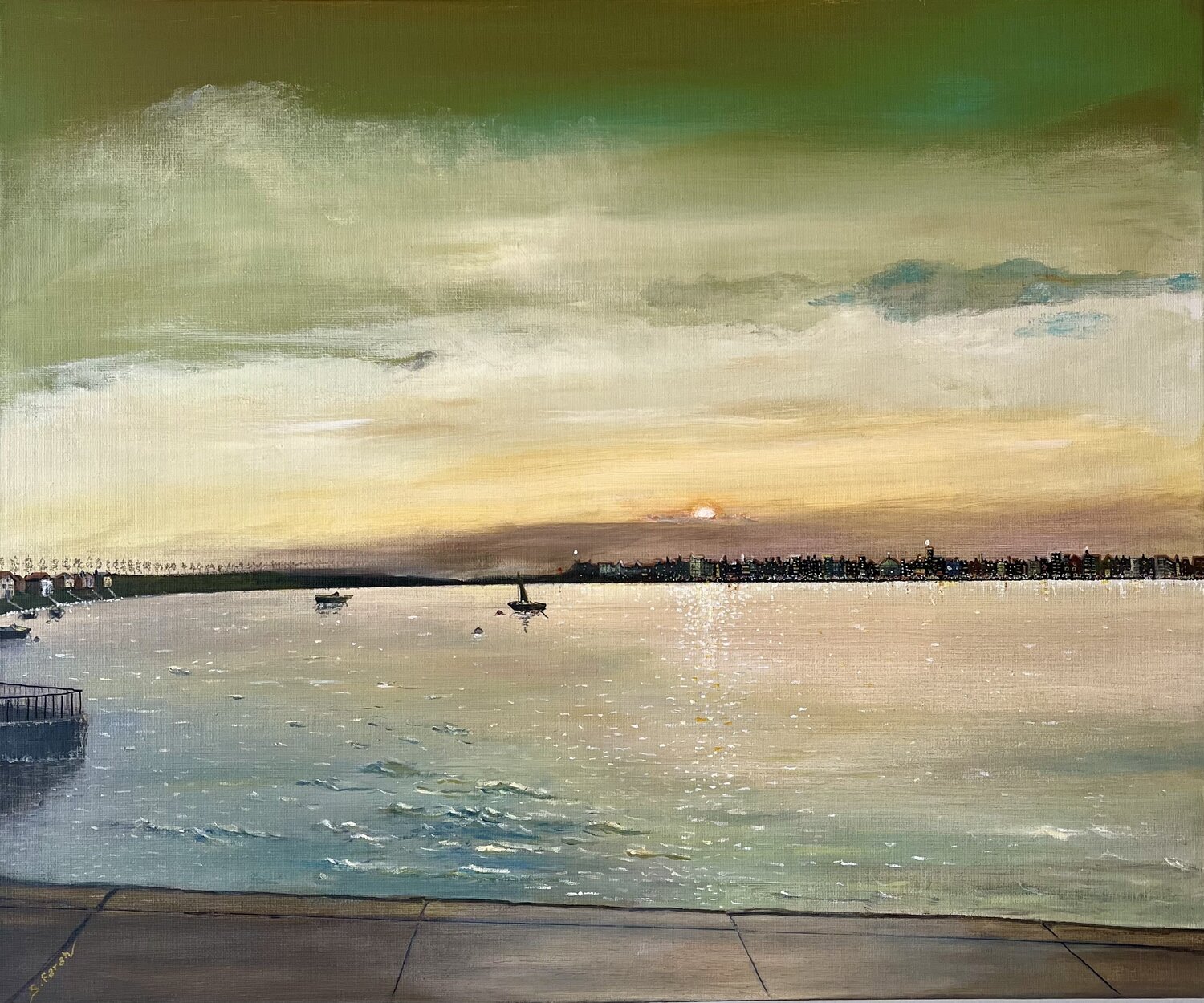 Sunset City Samir Farah Original painting for sale