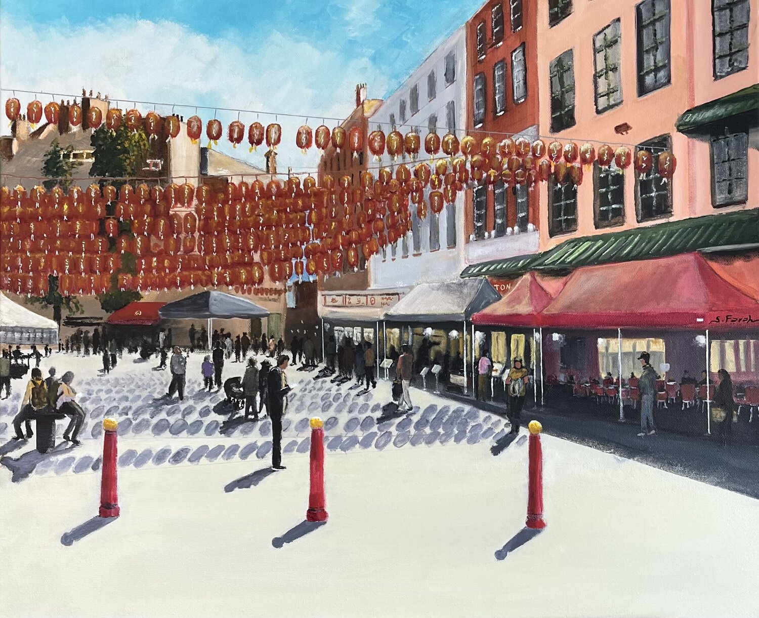 Chinatown, London Samir Farah Original painting for sale