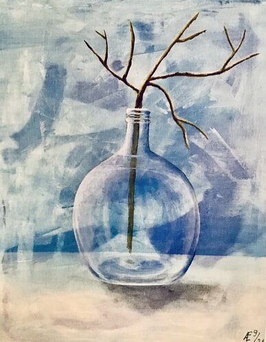 Blau mit Vase by Claudia Altemeier, Painting for Sale on Select