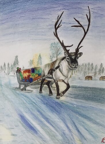 Rudolph without red nose by Claudia Altemeier, Drawing for Sale on Select