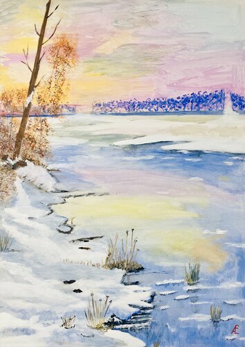 Winter am Fluss by Claudia Altemeier, Painting for Sale on Select