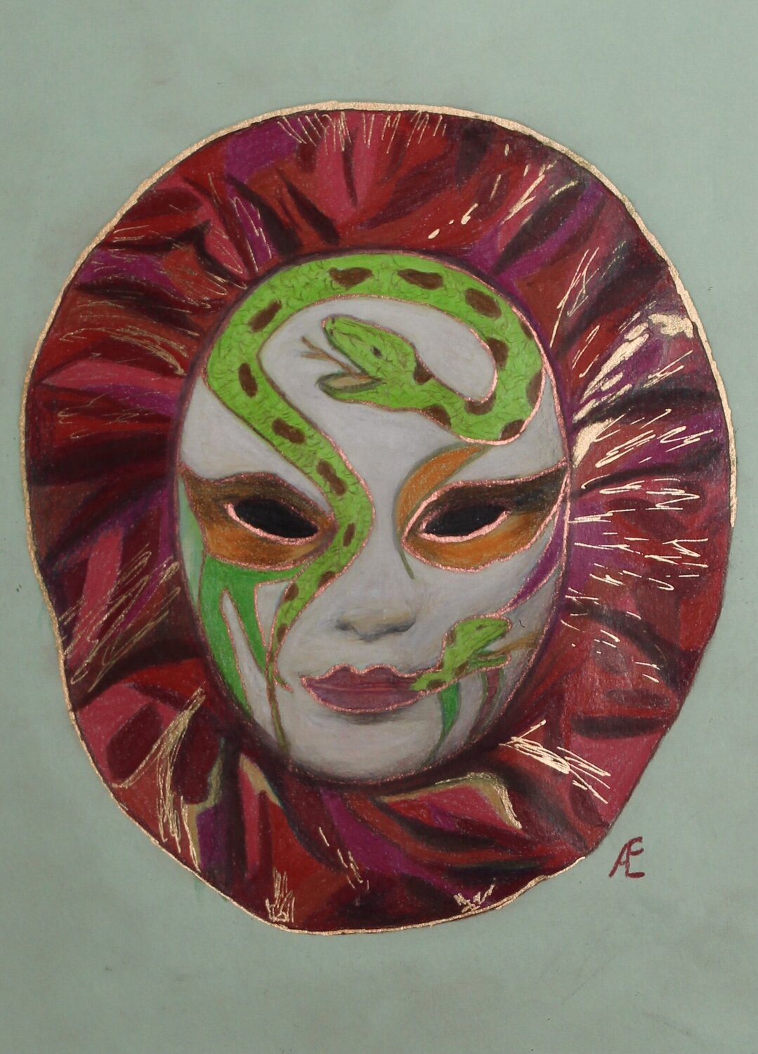 Venezianische Maske Claudia Altemeier Original painting for sale
