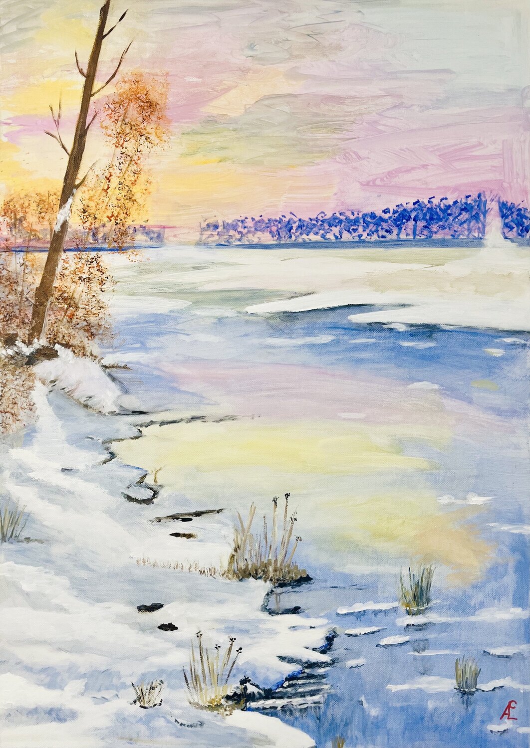 Winter am Fluss Claudia Altemeier Original painting for sale