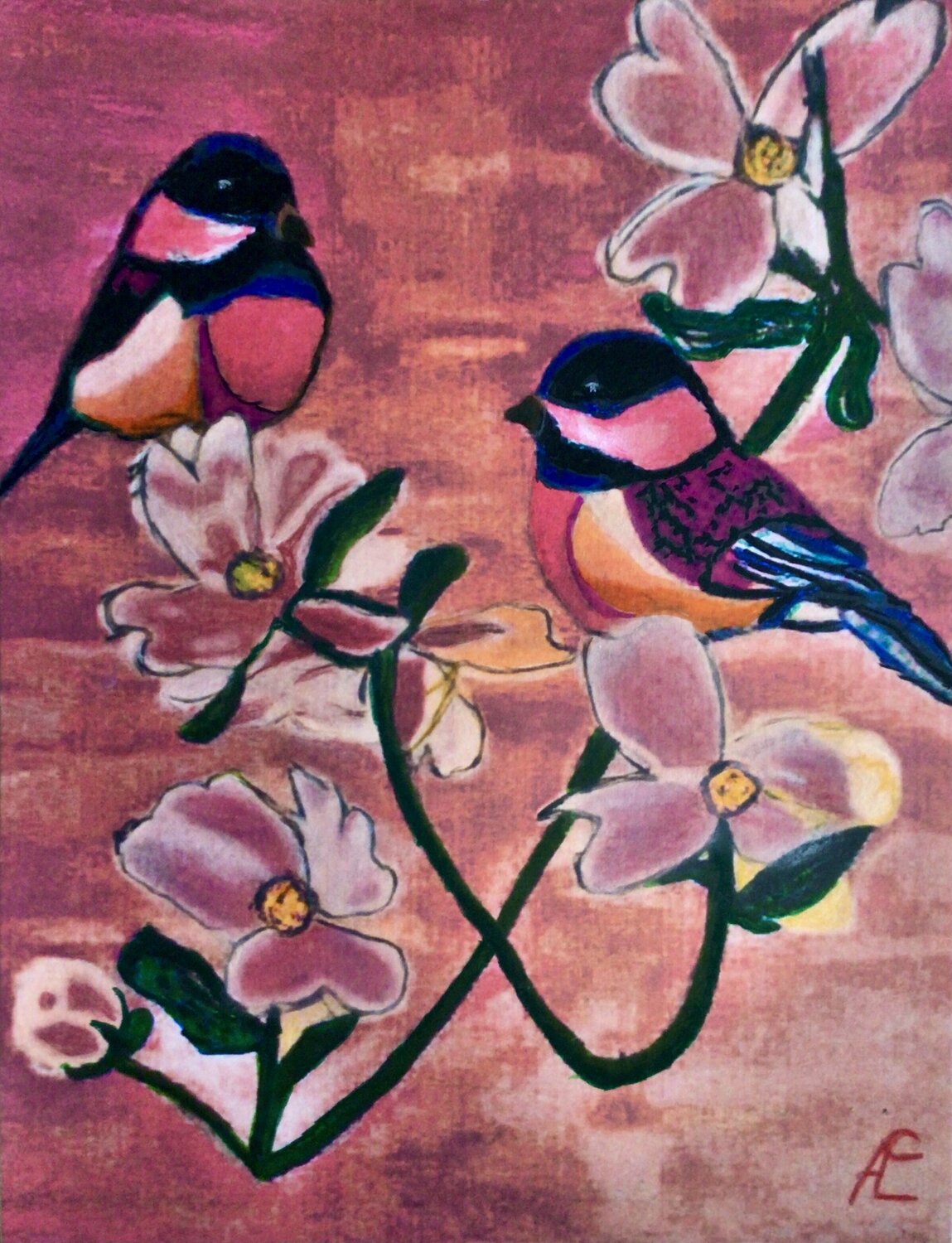 Vogelliebe Claudia Altemeier Original painting for sale