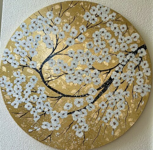 „ Golden Sakura“ by Guranda Spillmann, Painting for Sale on Select