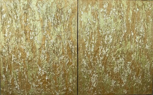 „Gold Refexion“ Diptych by Guranda Spillmann, Painting for Sale on Select