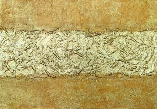„Gold Reflection" extra Large Gold Artwork by Guranda Spillmann, Painting for Sale on Select