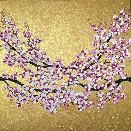 "The First Sakura" XXL Work by Guranda Spillmann, Painting for Sale on Select