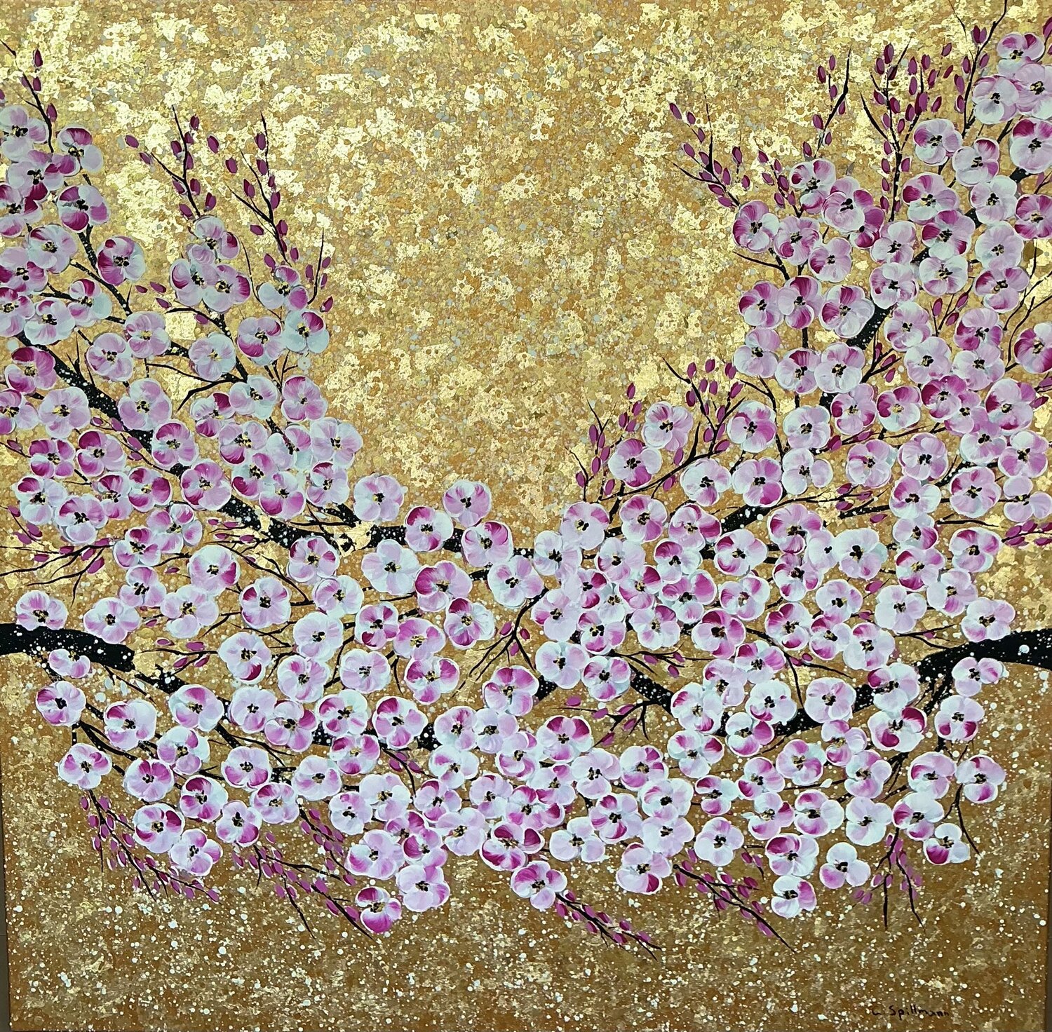 „The First Sakura“  XL Artwork Guranda Spillmann Original painting for sale