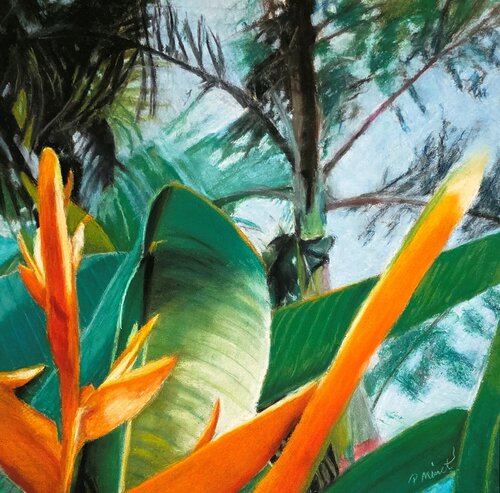Yellow Tropical Flower by PETRA MINET, Painting for Sale on Select