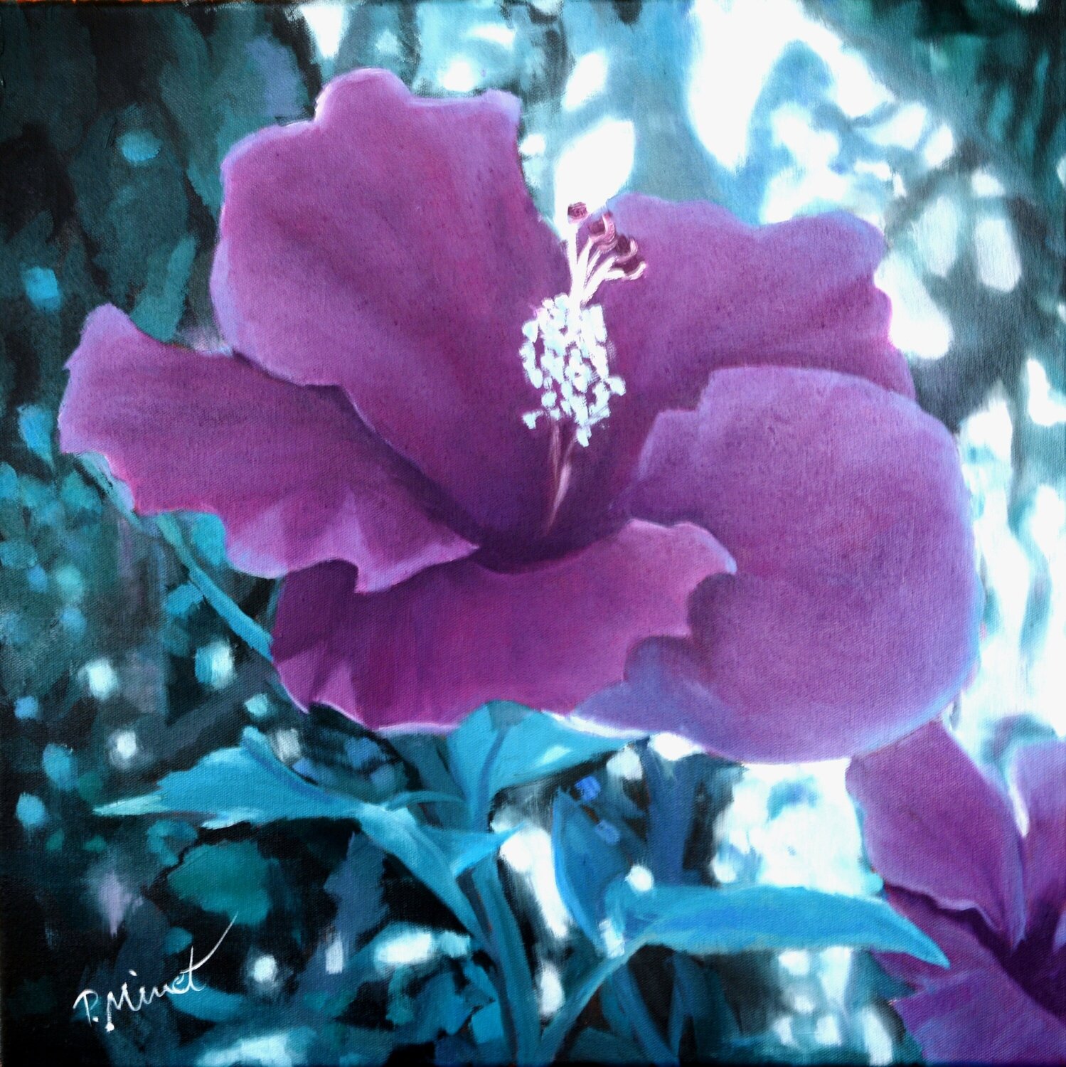 Purple Tropical Flower PETRA MINET Original painting for sale