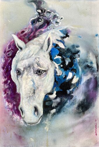 White Horse by M Kara, Painting for Sale on Select