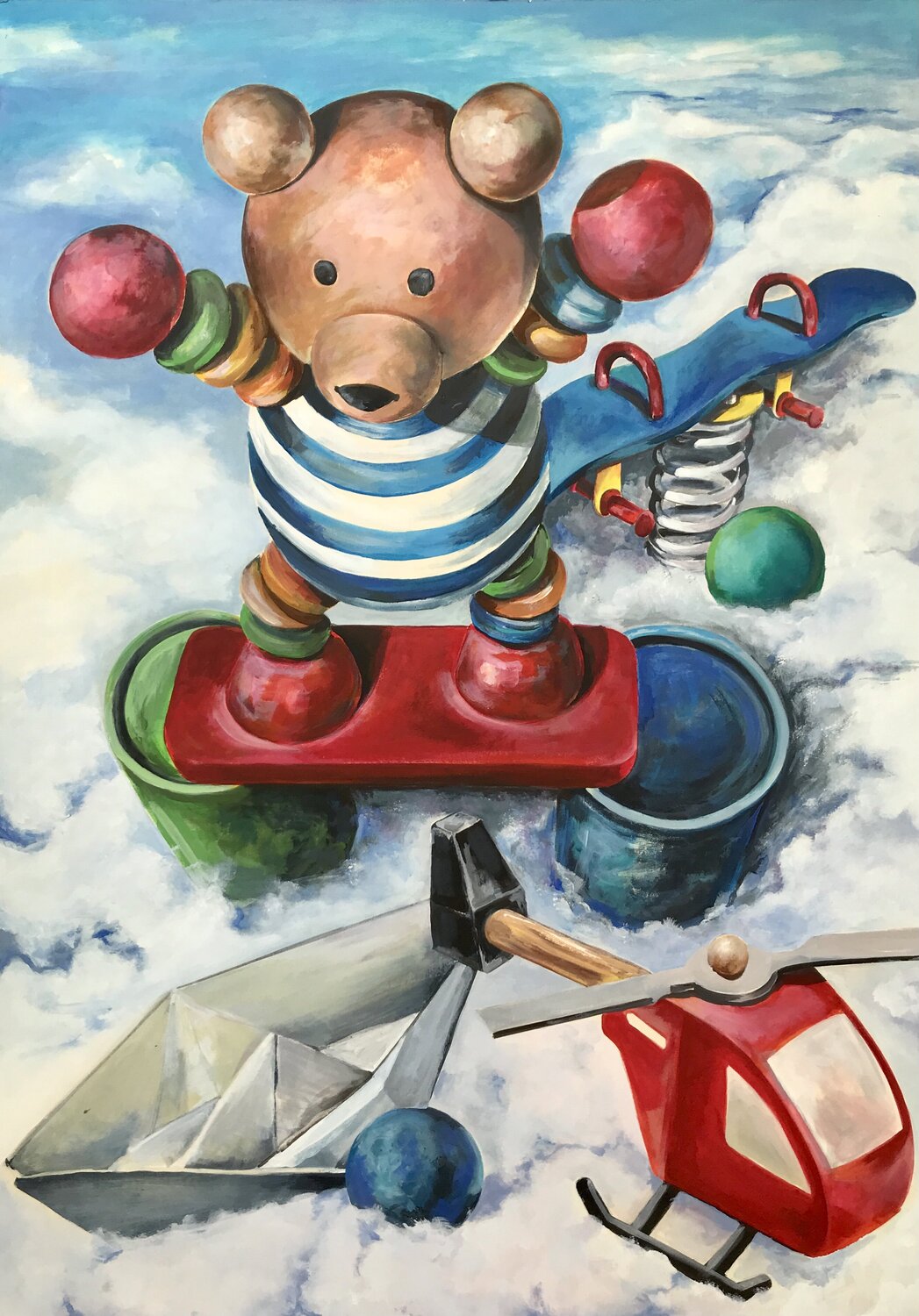 Playground. Ich falte mir ein  Boot aus Papier. Michael Rehr-Hoffmann Original painting for sale